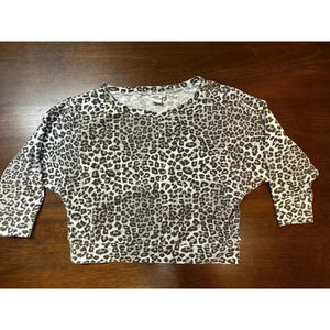 Good American 4 Women Large Animal Cheetah Print Pull Over Boat Neck Sweatshirt
